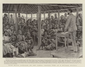 Med major Lothaire i Kongo, kirketid på en misjonsstasjon